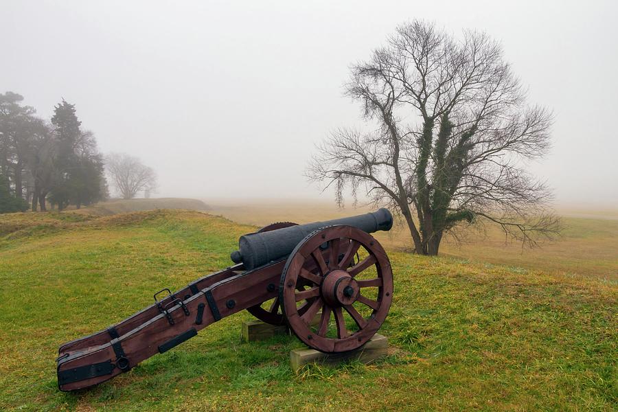 Yorktown Battlefield in Fog Photograph by Liza Eckardt