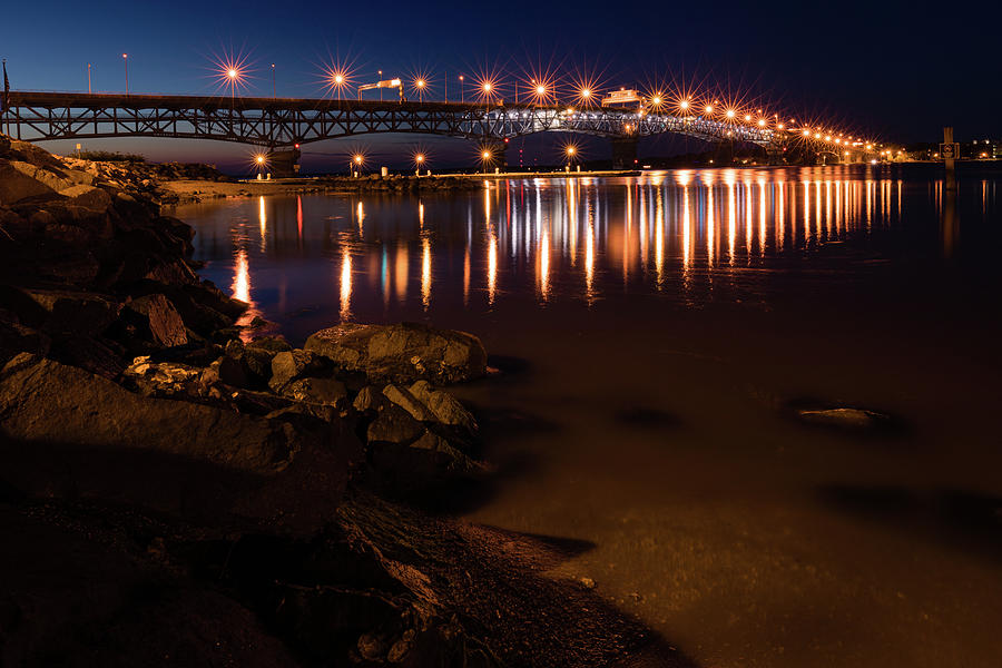 Yorktown Bridge at Dusk Photograph by Rachel Morrison