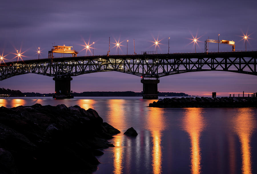 Yorktown Bridge Lights Photograph by Lara Morrison