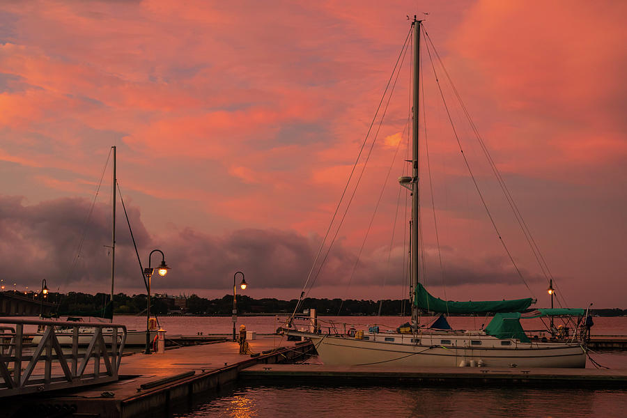 Yorktown Marina at Sunset Photograph by Rachel Morrison
