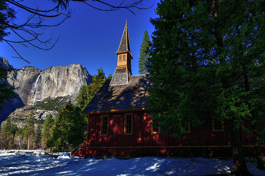 Yosemite Falls and Valley Chapel  Photograph by Amazing Action Photo Video