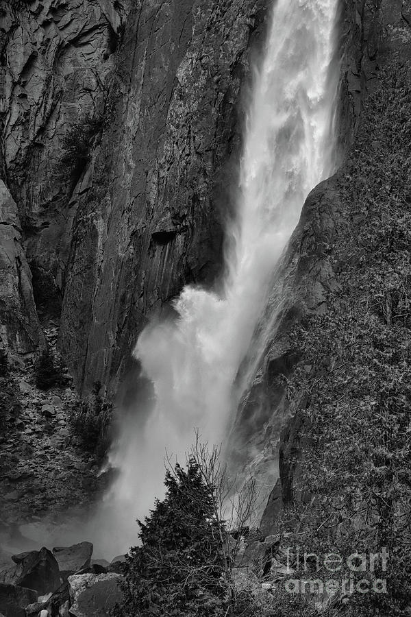 Yosemite Falls BW Photograph by Chuck Kuhn