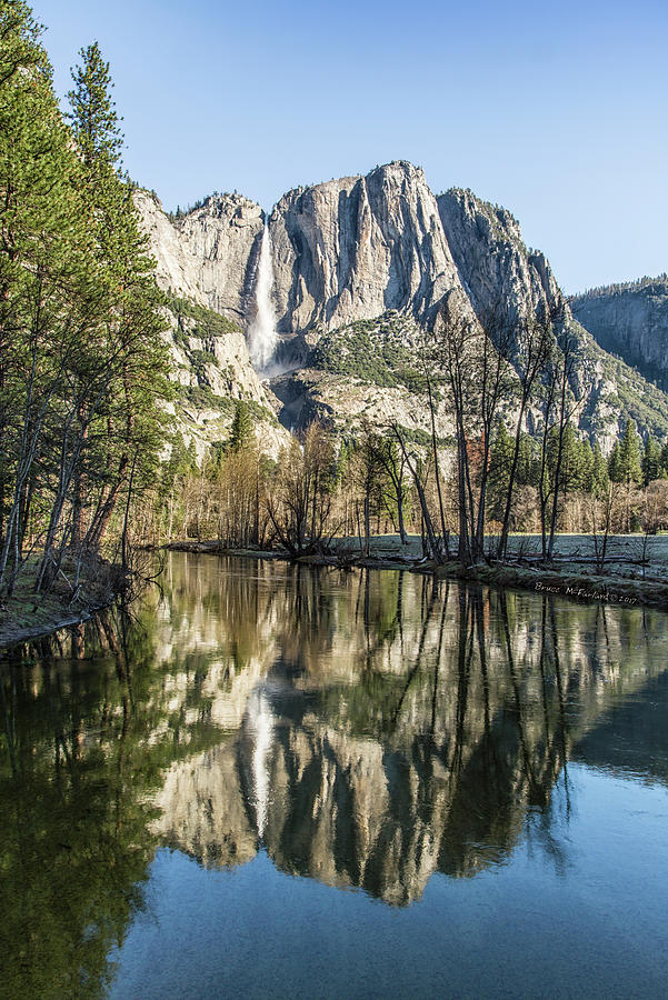 Yosemite Falls from Merced River - Yosemite, CA - Y448 Photograph by Bruce McFarland