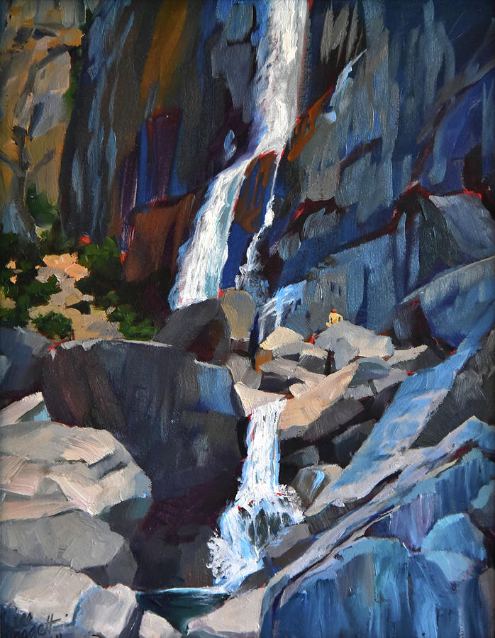 Yosemite Falls in August Painting by Alice Leggett