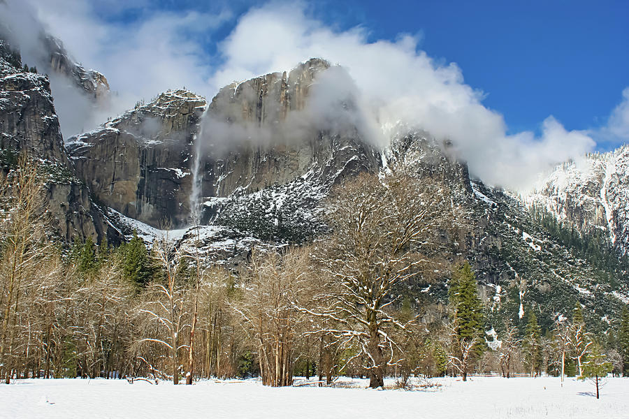 Yosemite Falls in Fog and Snow Photograph by Robert Blandy Jr
