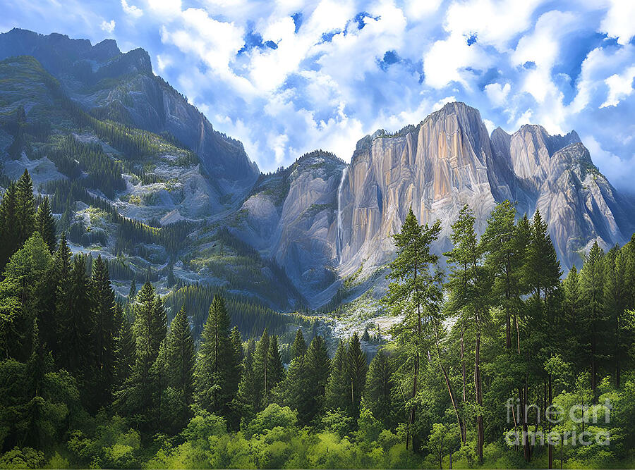 Yosemite Falls Painting by Todd L Thomas