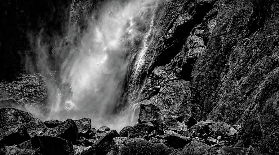 Yosemite Falls Up Close Black White  Photograph by Chuck Kuhn