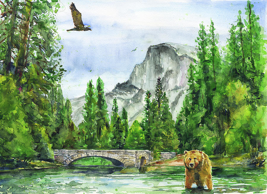 Yosemite Painting by John D Benson
