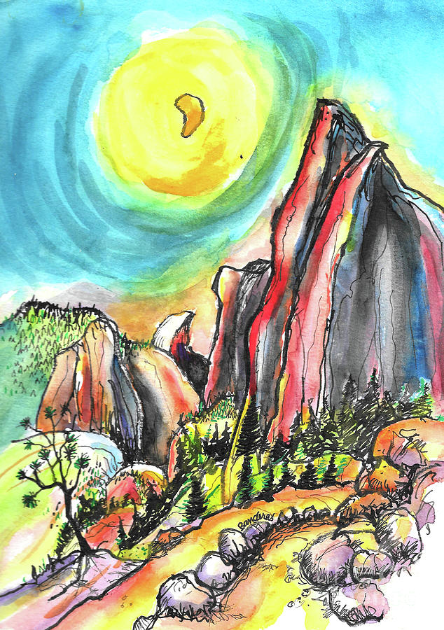 Yosemite Moon Painting by Terry Banderas