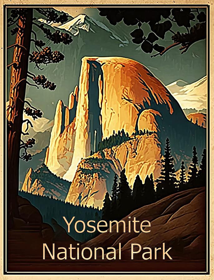 Yosemite National Park poster Digital Art by Karen Foley