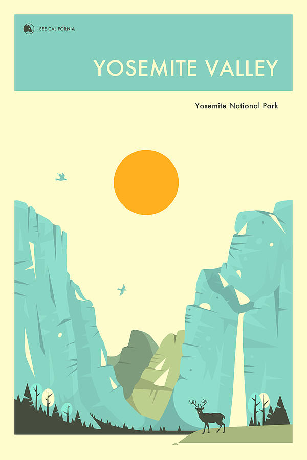 Yosemite National Park Digital Art - Yosemite National Park Travel Poster by Jazzberry Blue