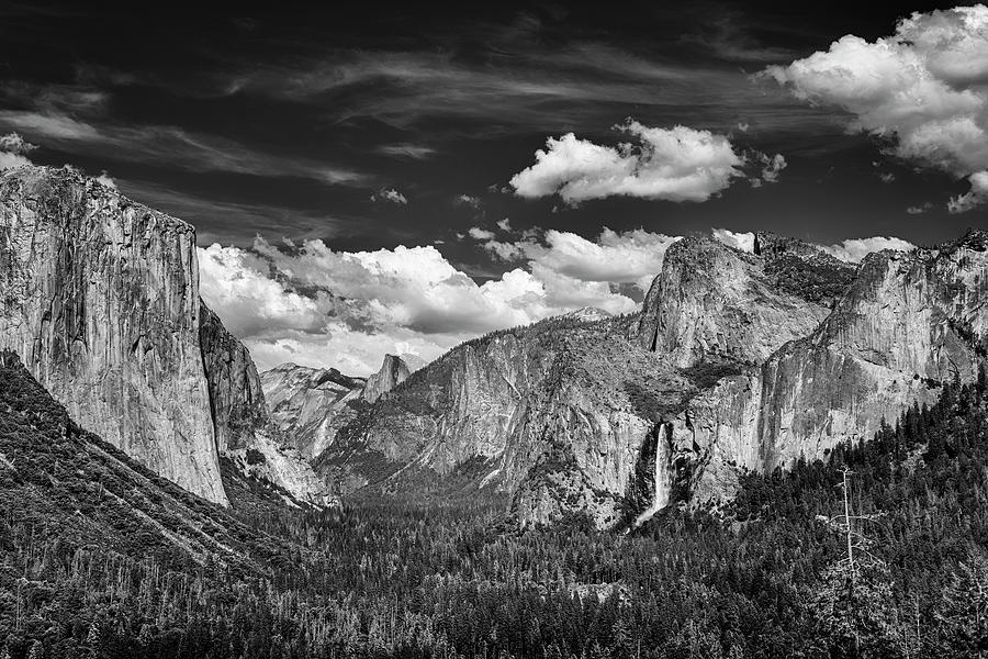 Yosemite NP Tunnel View BnW with Clouds GRK5293_05162021 Photograph by Greg Kluempers