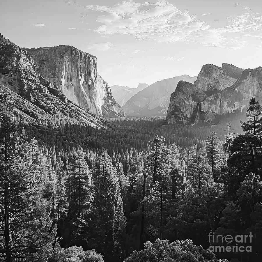 Yosemite Park Rocks BW Digital Art by Elisabeth Lucas - Fine Art America