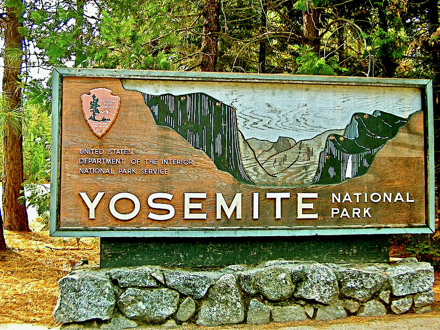 Yosemite Sign at Entry to Yosemite National Park, California Photograph