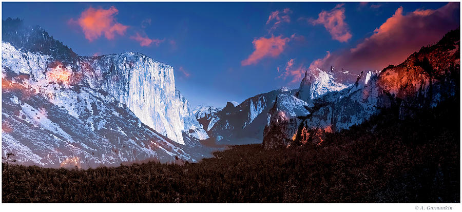 Yosemite Sunset Digital Art by A Macarthur Gurmankin