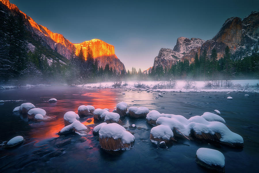 Yosemite Sunset Photograph by Henry w Liu