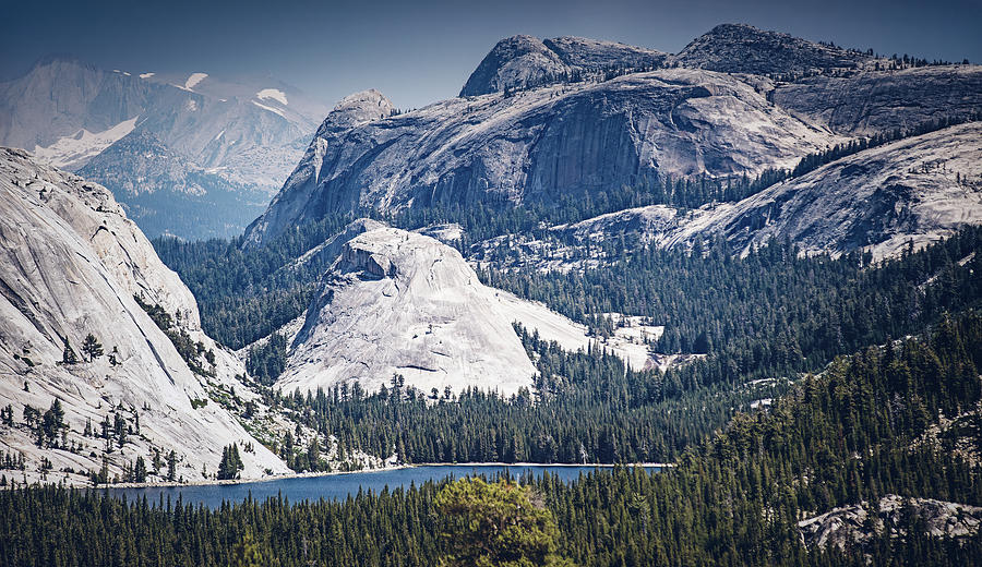 Yosemite, Tenaya Lake with peaks and Domes Photograph by Jean-Luc Farges