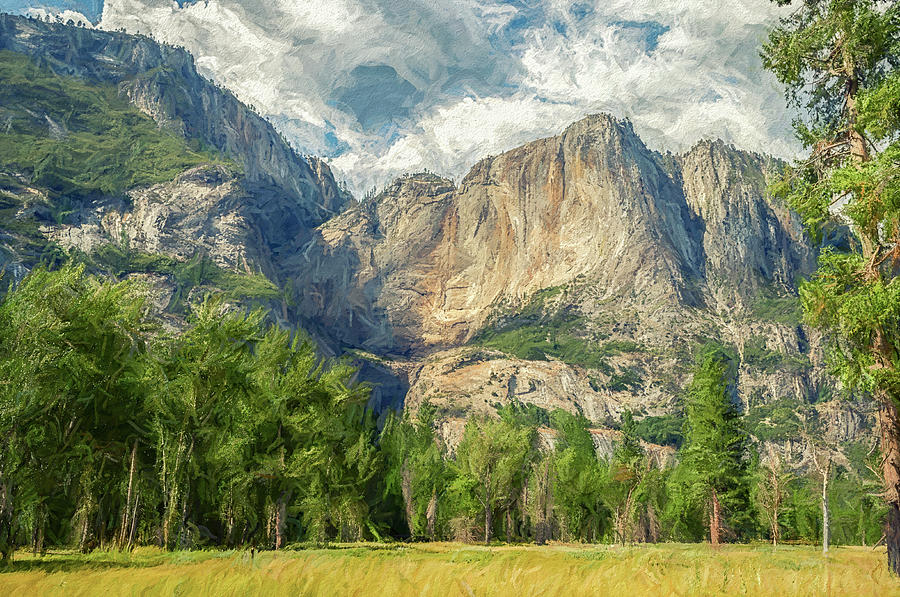 Yosemite Valley In a Painterly Style Digital Art by Joseph S Giacalone
