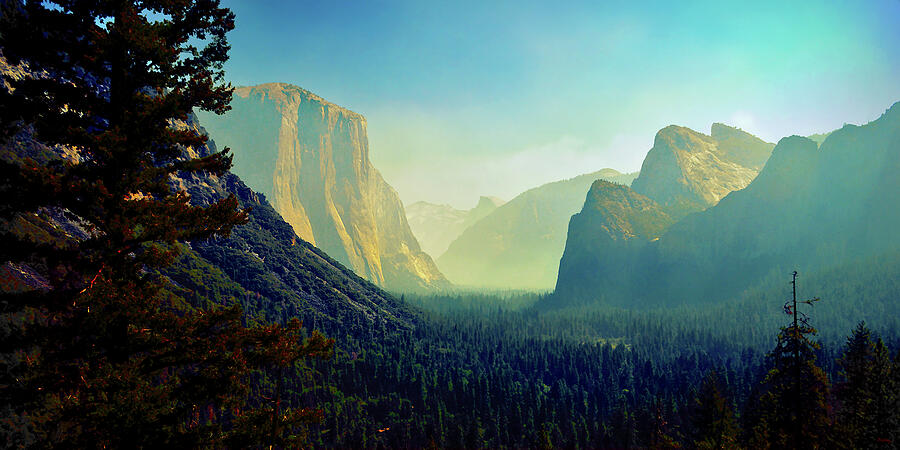 Yosemite Valley - Maxfield Parrish Style Photograph by Glenn McCarthy Art and Photography