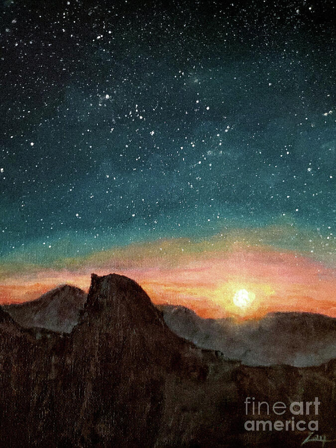 Yosemite Valley Starry Sunset Painting by Zan Savage Yosemite Valley Starry Sunset Painting by Zan Savage