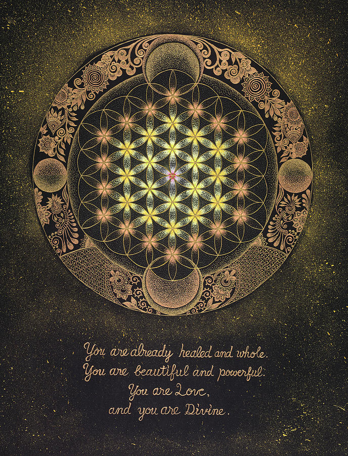 Mandala Painting - You Are Divine - fine art prints by Keiko Katsuta