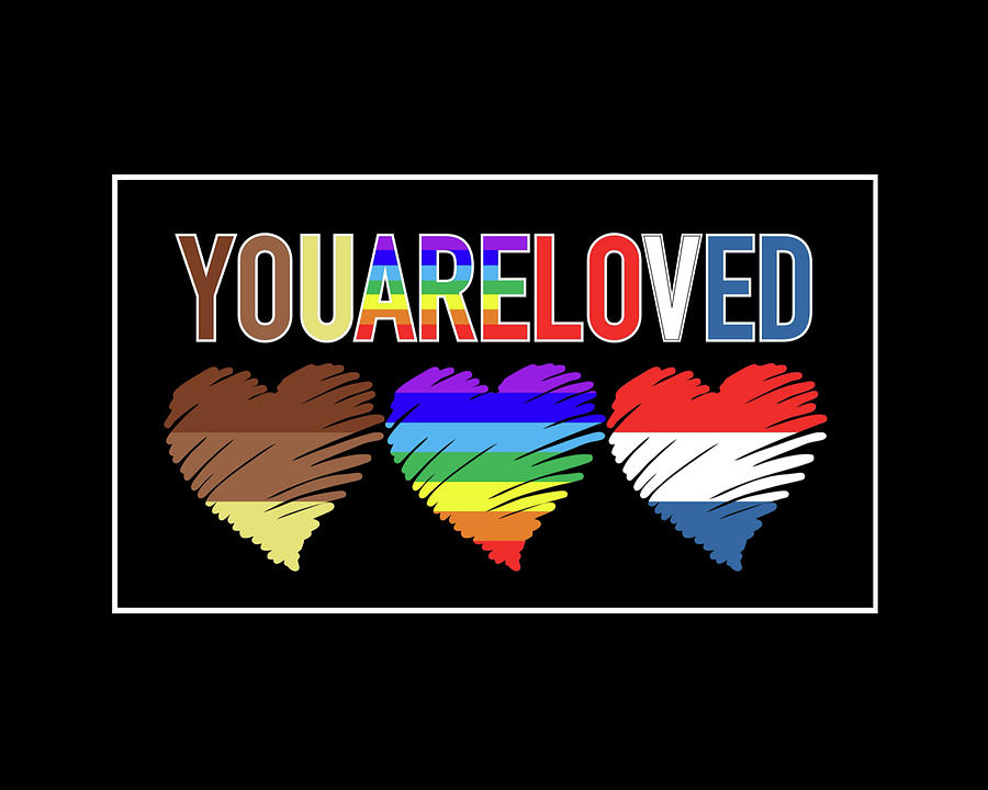You Are Loved Heart Art - Tri Color Digital Art by Artistic Mystic