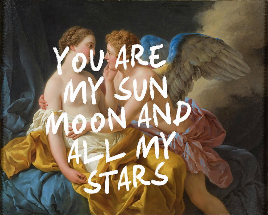 You Are My Sun Moon and All My Stars Quote Print Digital Art by Georgia Clare
