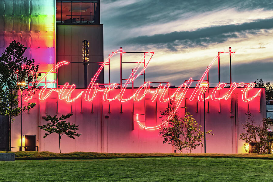 You Belong Here In Northwest Arkansas - Visual Neon Photograph by Gregory Ballos
