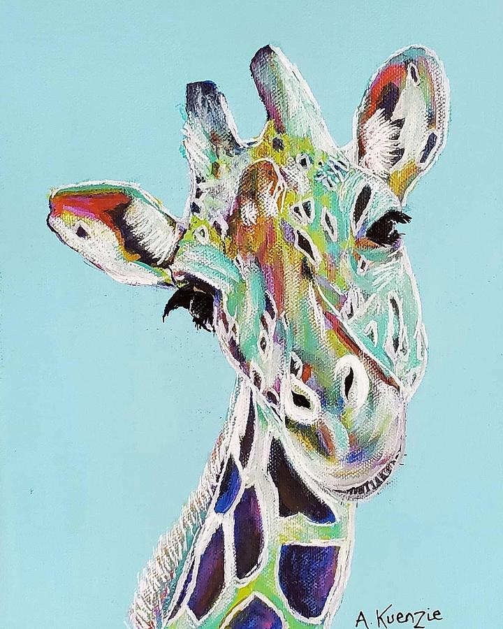 You Bet Giraffe I Will Painting by Amy Kuenzie
