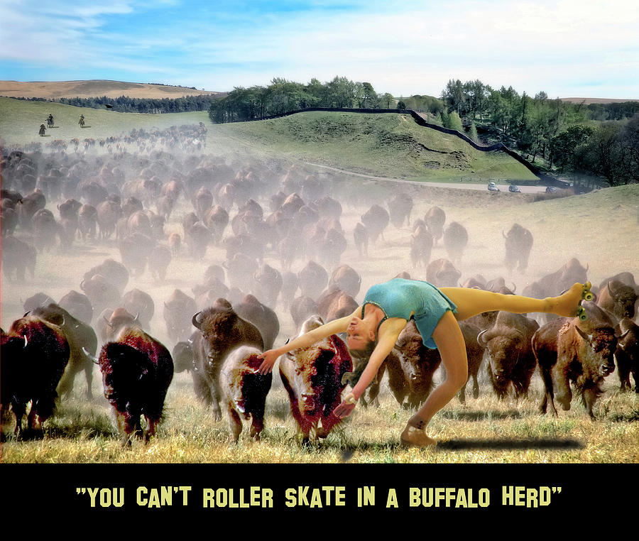 You Cant Roller Skate In A Buffalo Herd Digital Art by Brian Wallace