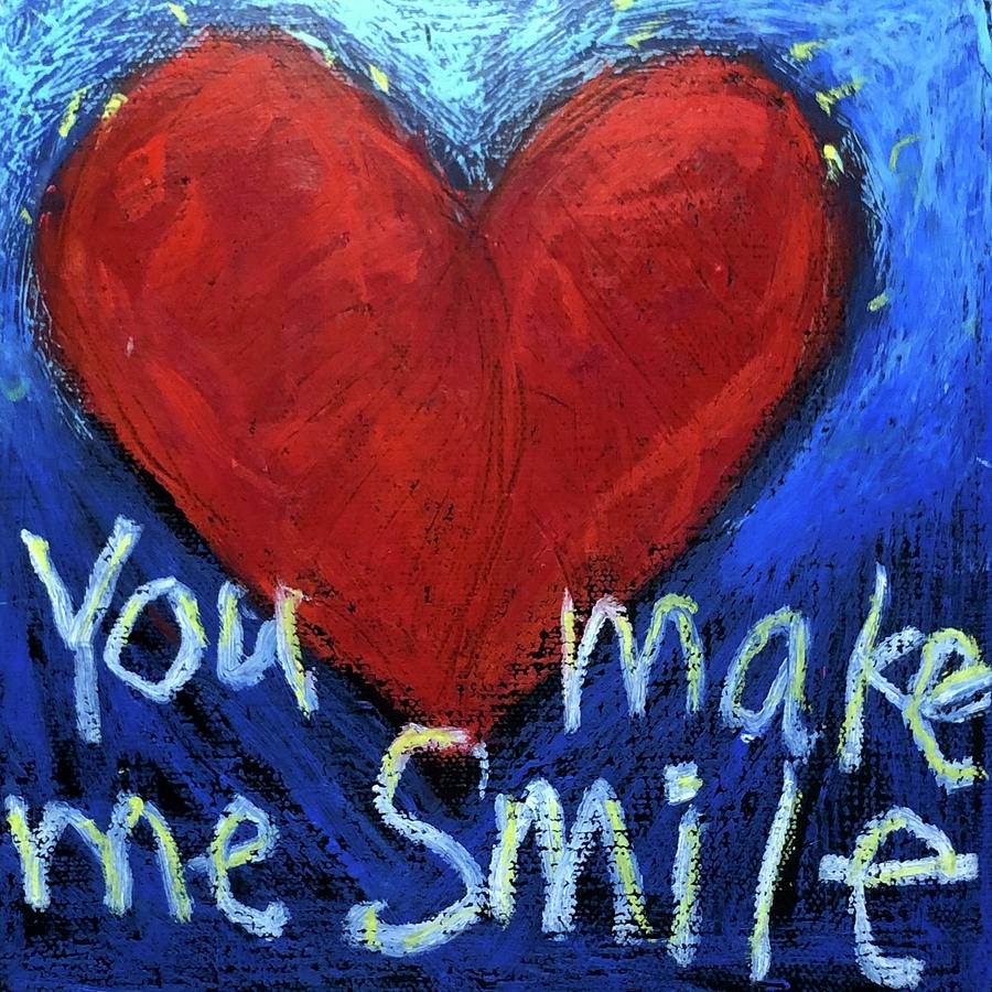 You Make Me Smile in Blue Mixed Media by Lynda Zahn