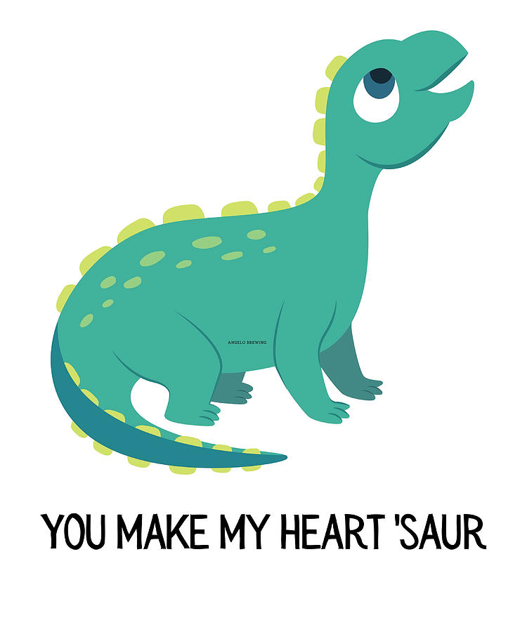 You Make My Heart Saur Dinosaur Valentinex27s Painting by Stewart ...