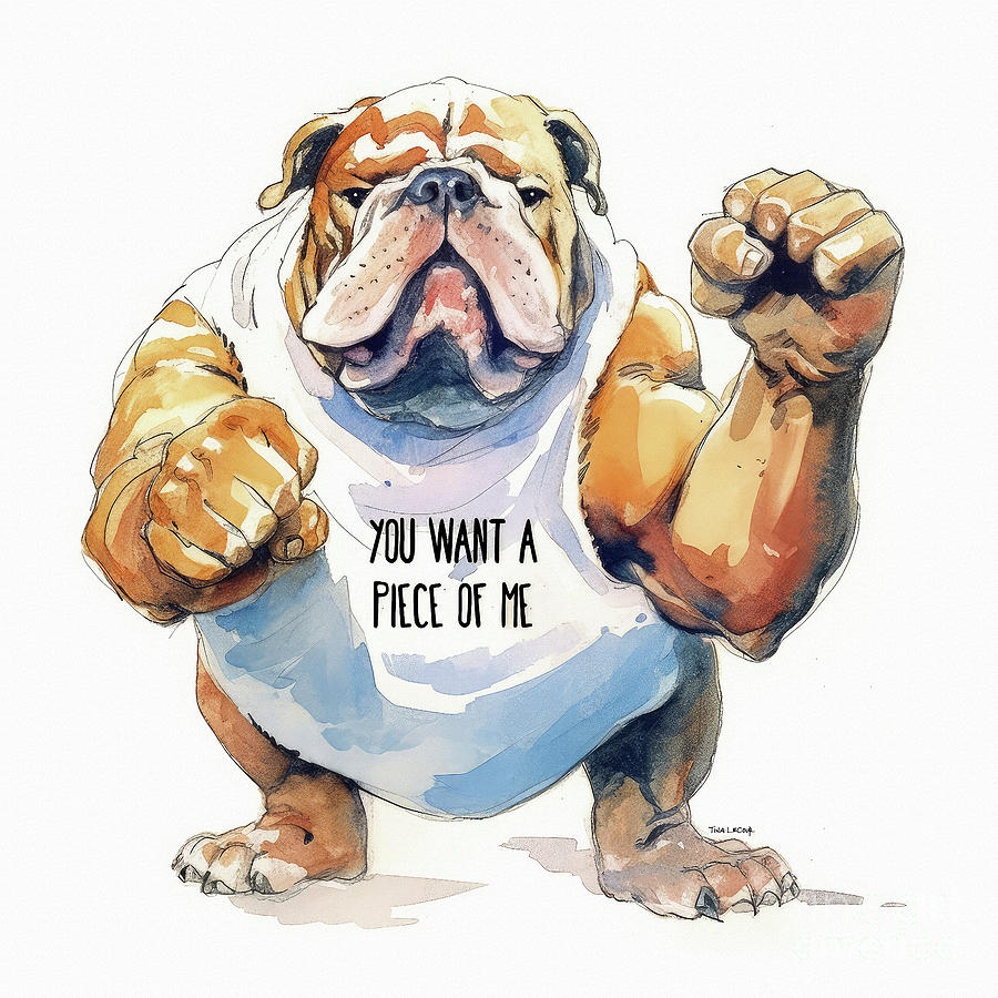 You Want A Piece Of Me Bulldog Painting by Tina LeCour