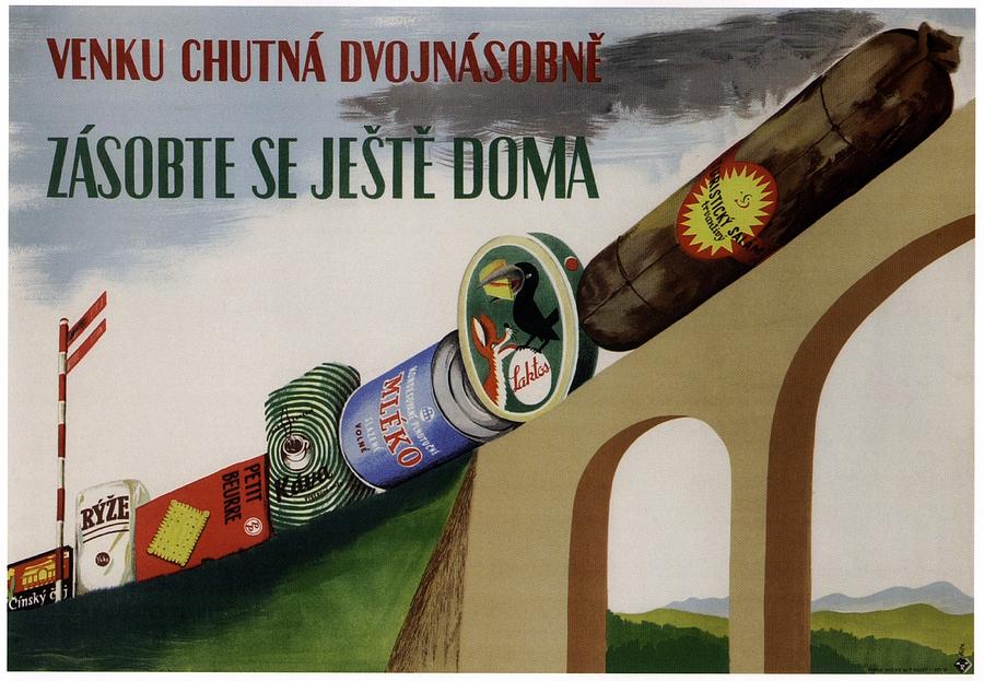 Vintage Digital Art - You Will Be Hungrier - Zasobte Se Jeste Doma -  Retro Vintage  Advertising Poster by Studio Grafiikka