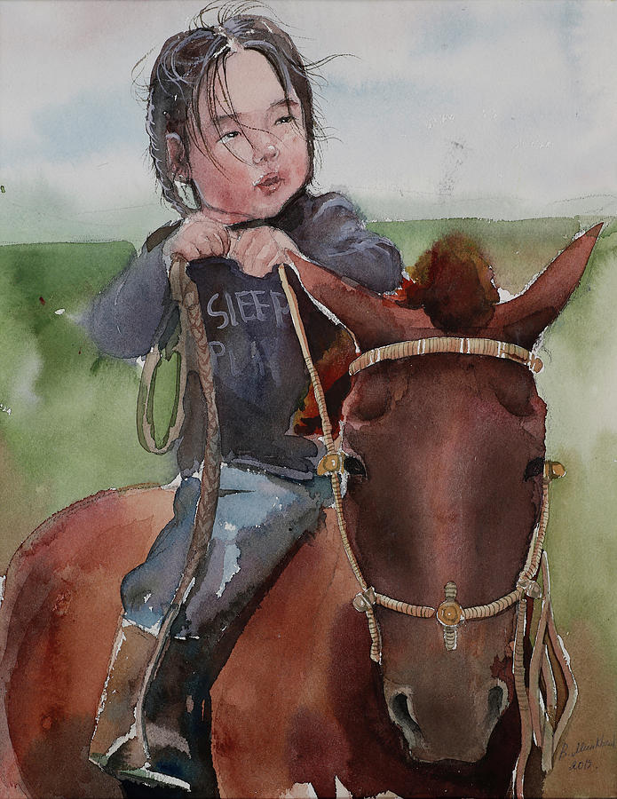 Youg Horseman Painting by Munkhzul Bundgaa