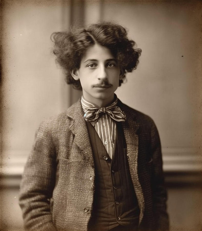Young  Albert  Einstein  as  High  School  Fashion  by Asar Studios Painting by Celestial Images