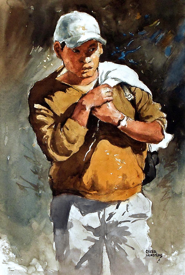 Young Andean Traveler Painting by Oscar Cuadros - Fine Art America