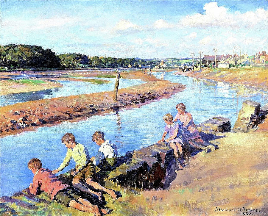 Stanhope Alexander Forbes Painting - Young anglers at Hayle - Digital Remastered Edition by Stanhope Alexander Forbes