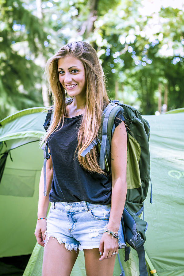 Young beautiful woman with backpak Photograph by PJPhoto69