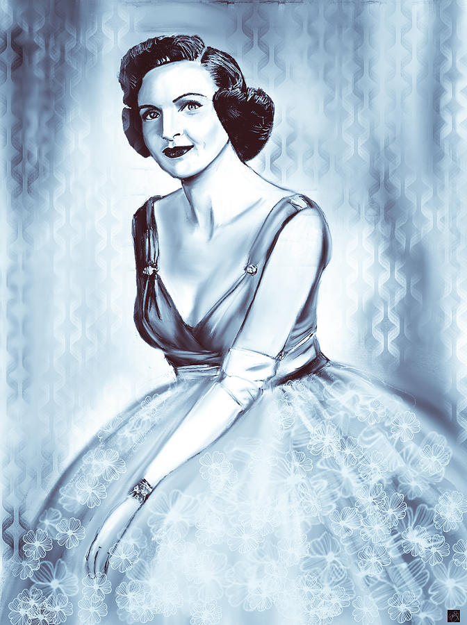 Young Betty White - blue Mixed Media by Eileen Backman