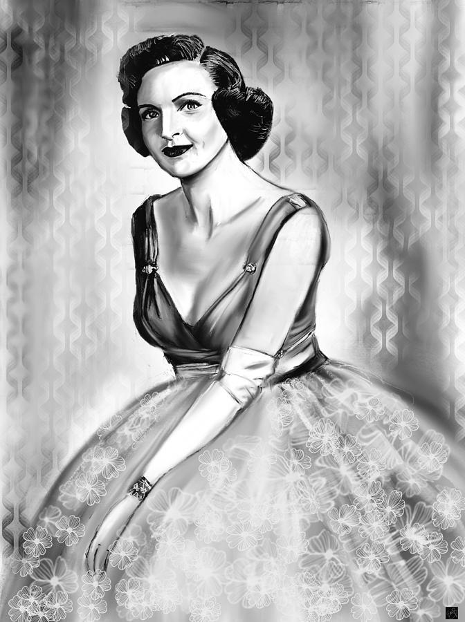 Young Betty White Bw Digital Art by Eileen Backman