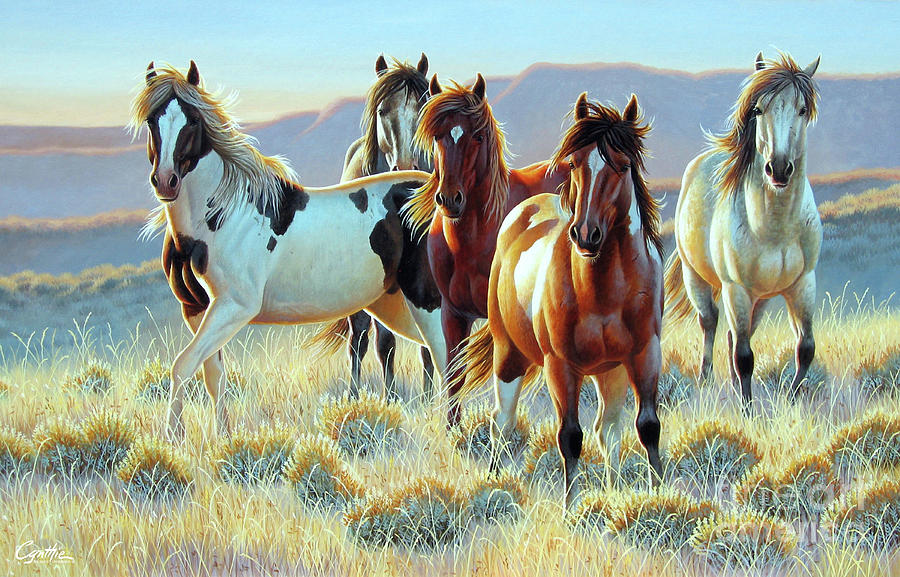 Horse Painting - Young Bloods, Horses by Cynthie Fisher