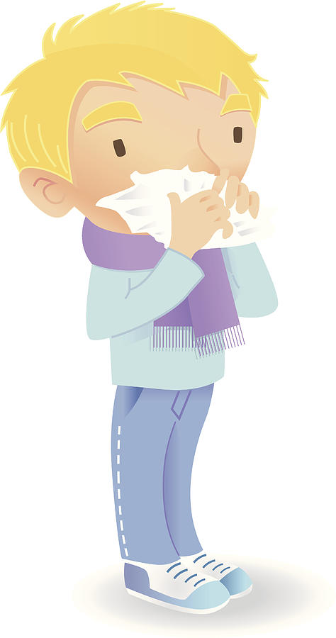 Young Boy With A Cold. Drawing by Alaskastockpictures