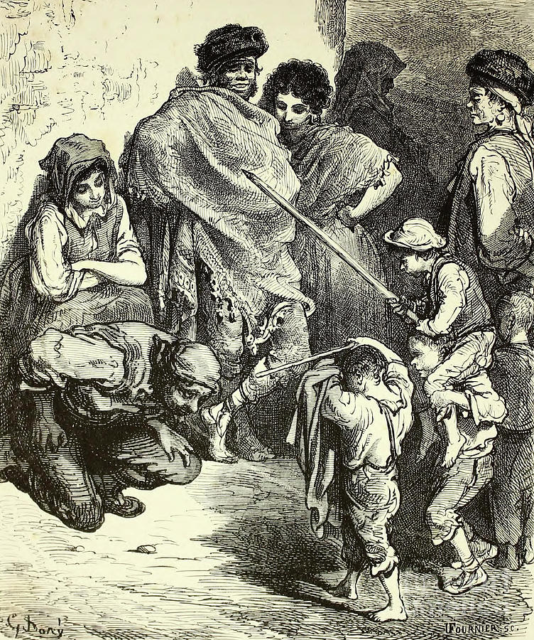 Gustave Dore Drawing - Young bullfighters By Gustave Dore w1 by Historic illustrations
