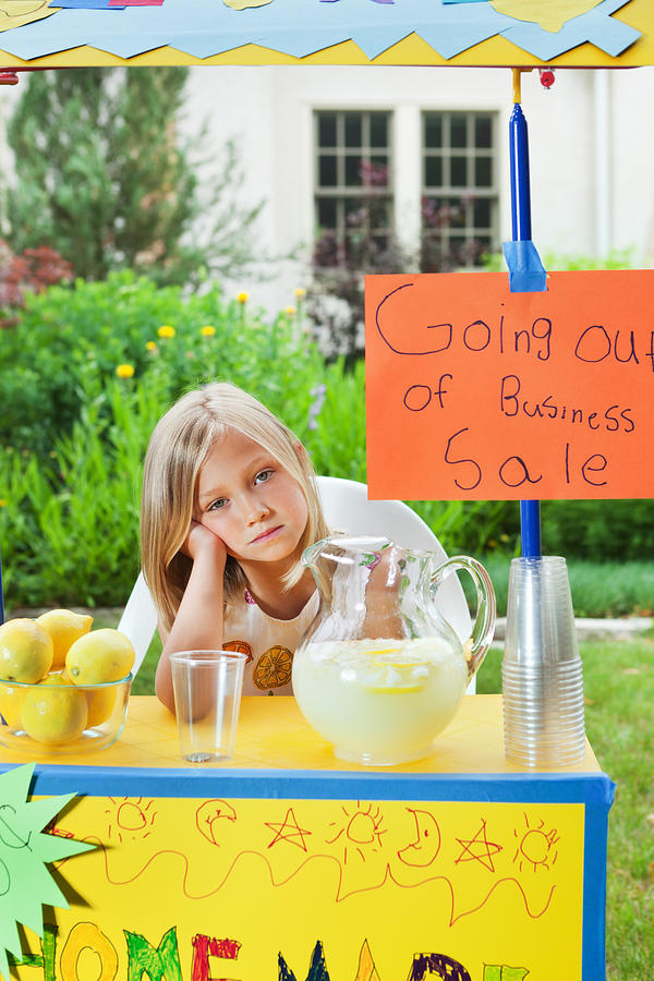 Young Business Entrepreneur with Recession Failing Lemonade Stand Vt Photograph by YinYang