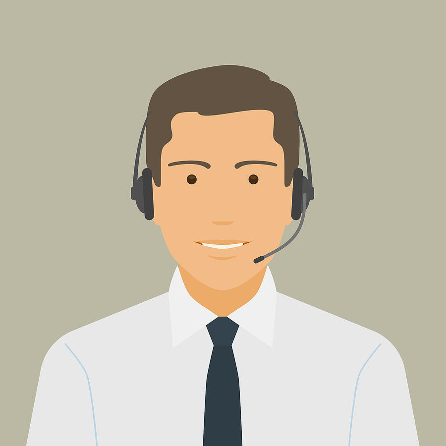 Young businessman wearing a headset illustration Photograph by Flavio Coelho