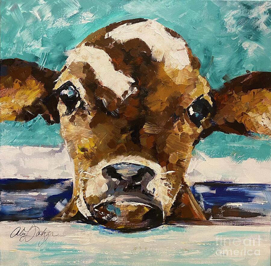 Cow Painting - Young Calf by Alan Metzger
