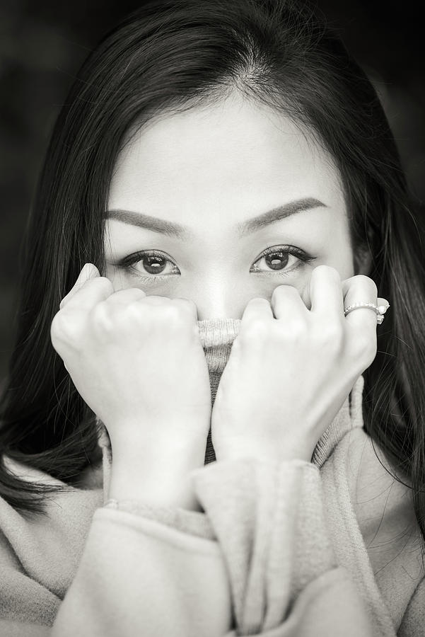 Young Chinese woman black and white portrait Photograph by Philippe Lejeanvre
