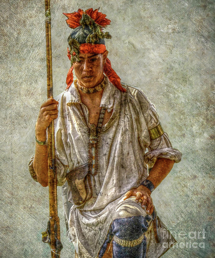 Native American Digital Art - Young Delaware Indian Portrait  by Randy Steele