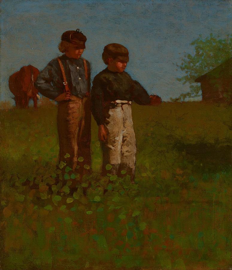 Young Farmers Study for Weaning the Calf Painting by Winslow Homer ...